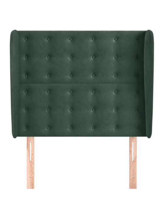Čelo postele typu ušák tmavě zelené 83 x 23 x 118/128 cm samet