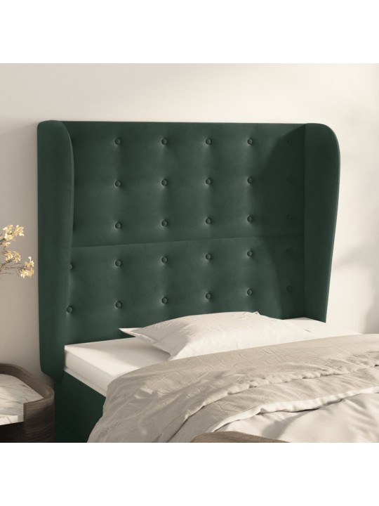Čelo postele typu ušák tmavě zelené 83 x 23 x 118/128 cm samet