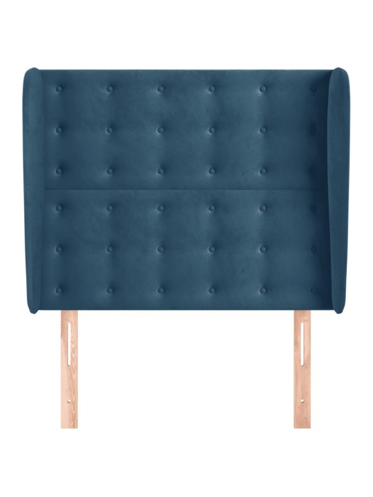 Čelo postele typu ušák tmavě modré 83 x 23 x 118/128 cm samet