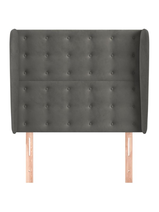 Čelo postele typu ušák tmavě šedé 93x23x118/128 cm samet