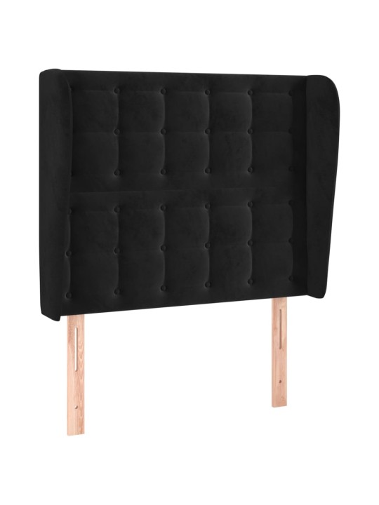 Čelo postele typu ušák černé 93x23x118/128 cm samet