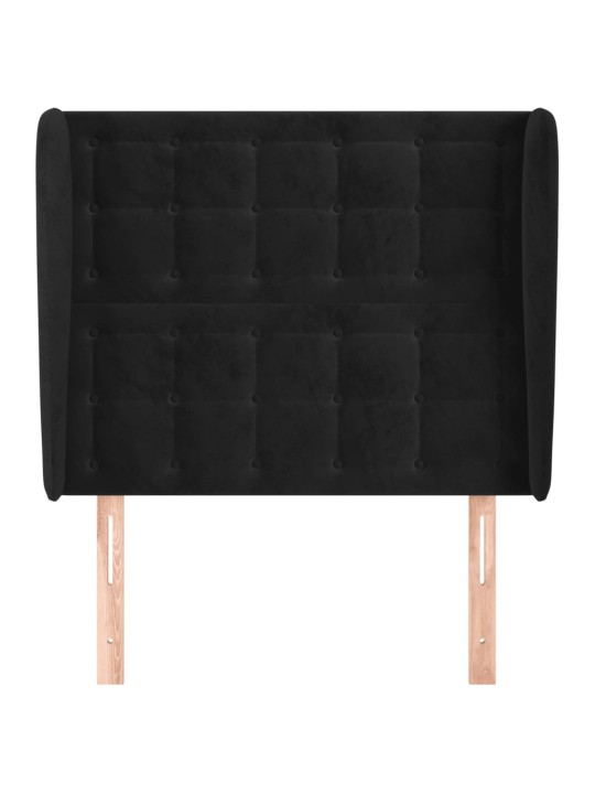 Čelo postele typu ušák černé 93x23x118/128 cm samet