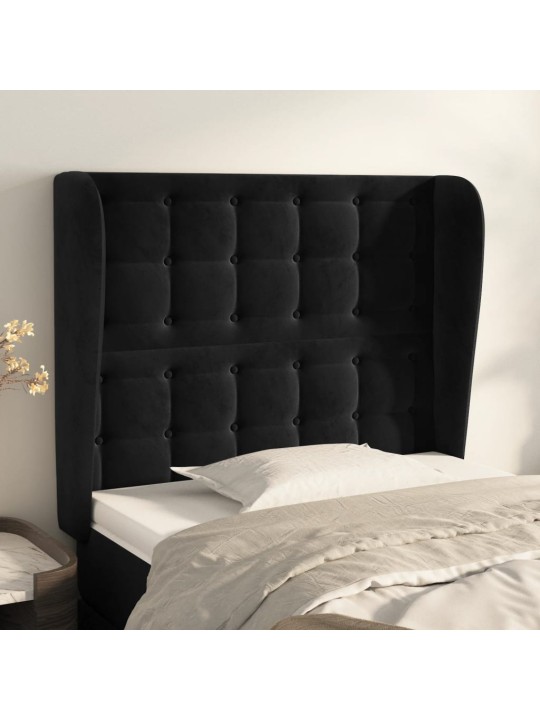 Čelo postele typu ušák černé 93x23x118/128 cm samet