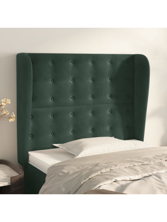Čelo postele typu ušák tmavě zelená 93x23x118/128 cm samet