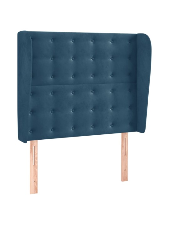 Čelo postele typu ušák tmavě modrá 93x23x118/128 cm samet