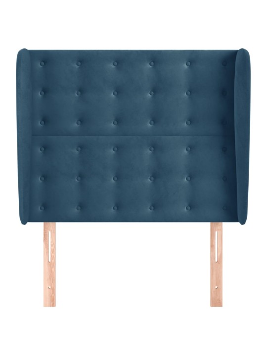 Čelo postele typu ušák tmavě modrá 93x23x118/128 cm samet