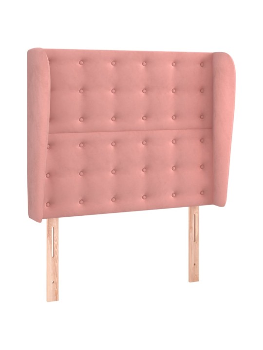 Čelo postele typu ušák růžové 93 x 23 x 118/128 cm samet