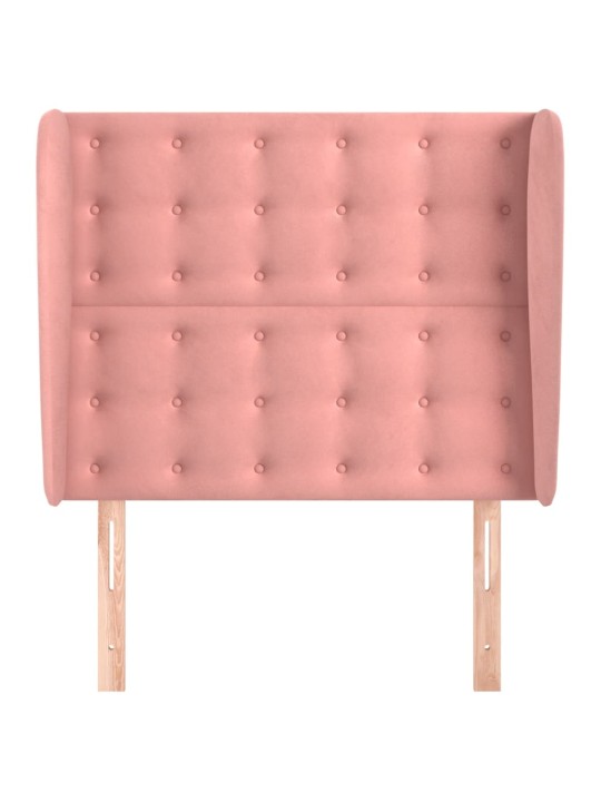 Čelo postele typu ušák růžové 93 x 23 x 118/128 cm samet