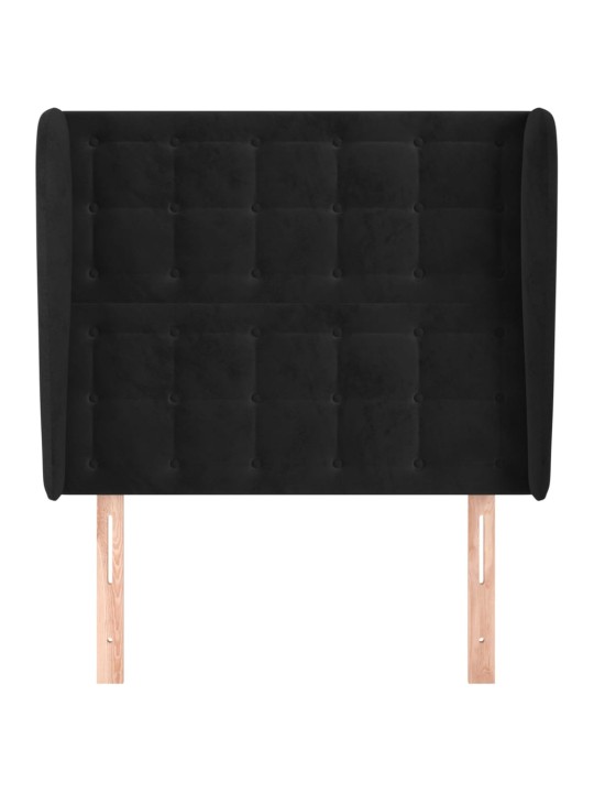 Čelo postele typu ušák černé 103x23x118/128 cm samet