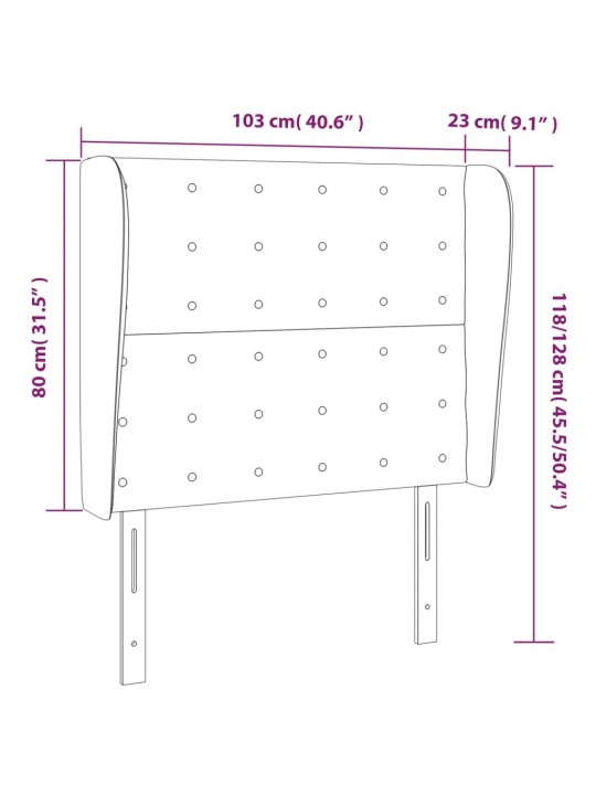 Čelo postele typu ušák tmavě hnědé 103x23x118/128 cm textil