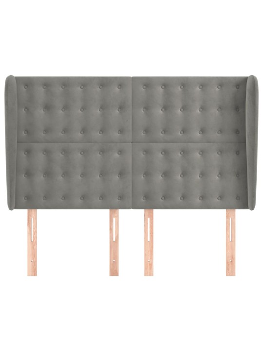 Čelo postele typu ušák světle šedé 147x23x118/128 cm samet