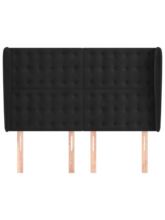 Čelo postele typu ušák černé 147x23x118/128 cm samet