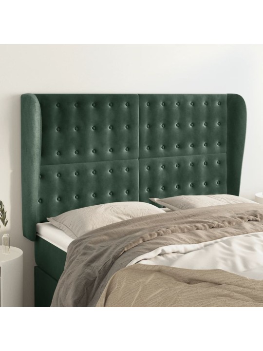 Čelo postele typu ušák tmavě šedé 147x23x118/128 cm samet