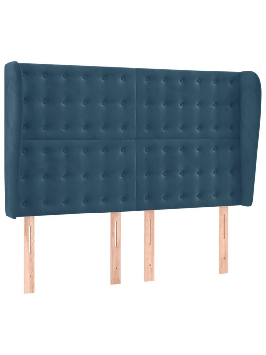 Čelo postele typu ušák tmavě modrá 147x23x118/128 cm samet