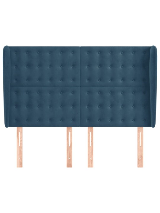 Čelo postele typu ušák tmavě modrá 147x23x118/128 cm samet