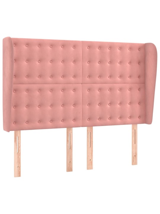 Čelo postele typu ušák růžové 147x23x118/128 cm samet
