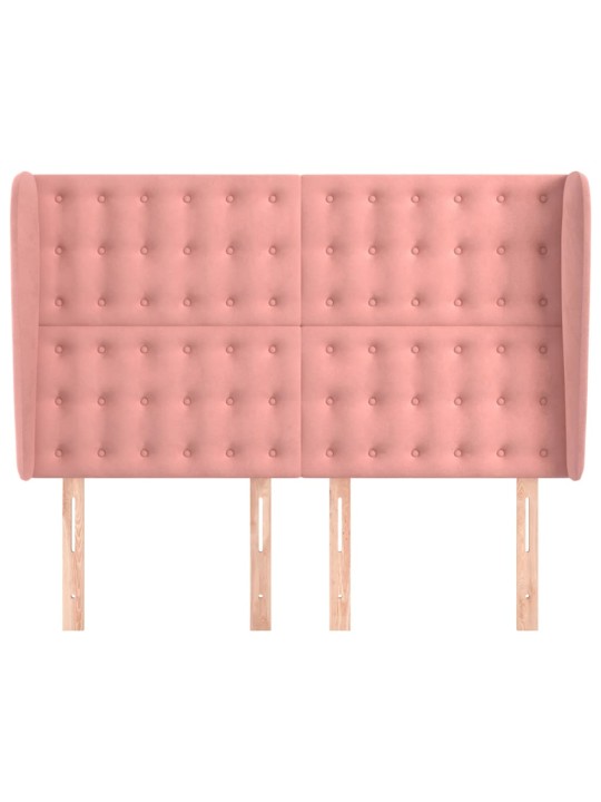 Čelo postele typu ušák růžové 147x23x118/128 cm samet