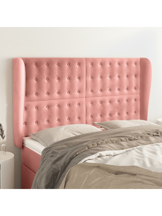 Čelo postele typu ušák růžové 147x23x118/128 cm samet