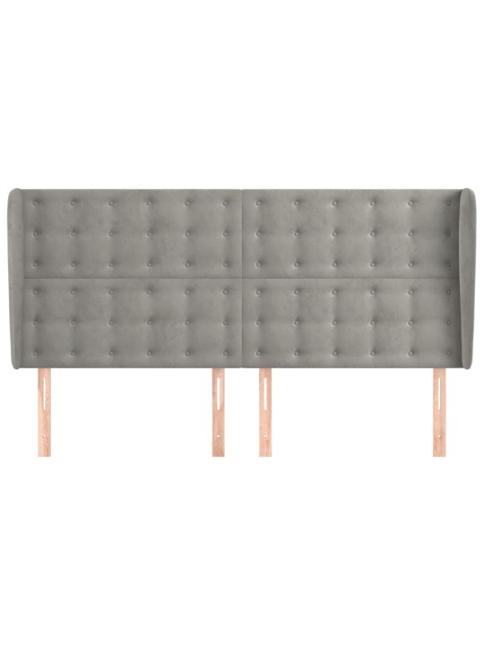 Čelo postele typu ušák světle šedé 163x23x118/128 cm samet