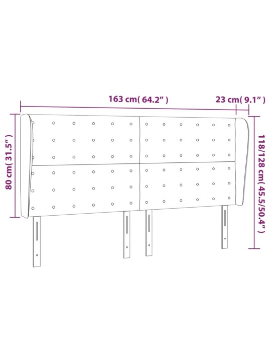 Čelo postele typu ušák tmavě šedé 163x23x118/128 cm samet