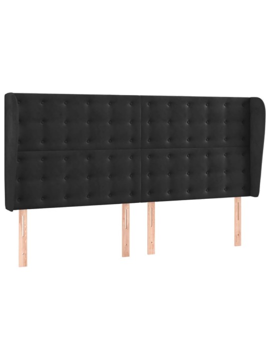 Čelo postele typu ušák černé 163x23x118/128 cm samet