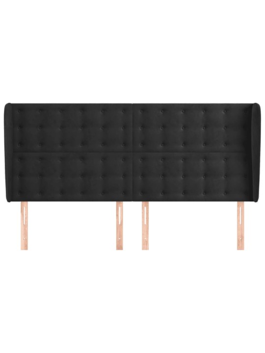 Čelo postele typu ušák černé 163x23x118/128 cm samet