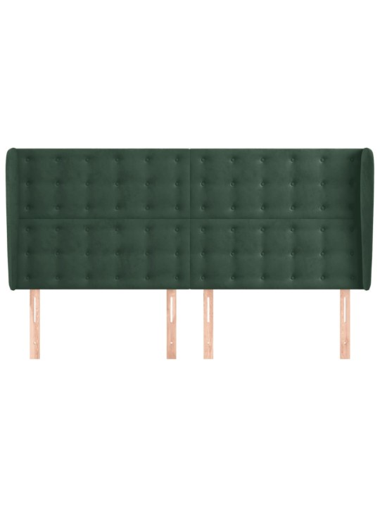 Čelo postele typu ušák tmavě zelená 163x23x118/128 cm samet