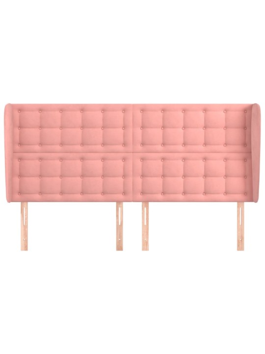 Čelo postele typu ušák růžová 163x23x118/128 cm samet