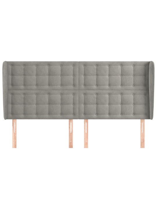 Čelo postele typu ušák světle šedé 183x23x118/128 cm samet