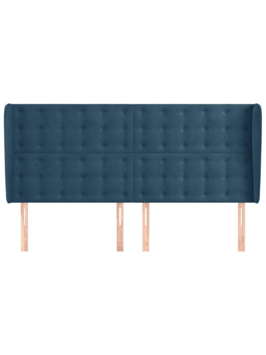 Čelo postele typu ušák tmavě modrá 183x23x118/128 cm samet