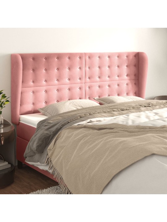 Čelo postele typu ušák růžová 183x23x118/128 cm samet