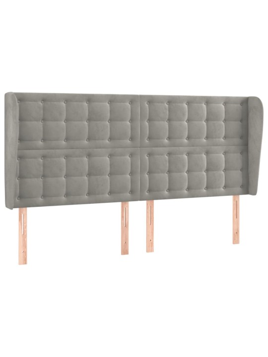Čelo postele typu ušák světle šedé 203x23x118/128 cm samet