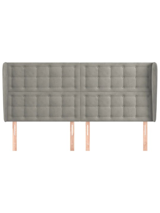 Čelo postele typu ušák světle šedé 203x23x118/128 cm samet