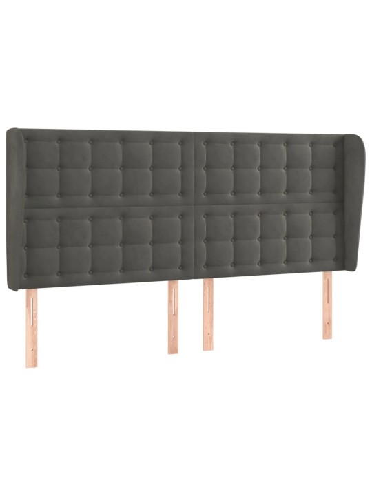 Čelo postele typu ušák tmavě šedé 203x23x118/128 cm samet