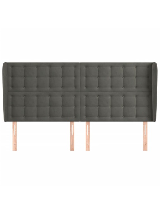 Čelo postele typu ušák tmavě šedé 203x23x118/128 cm samet
