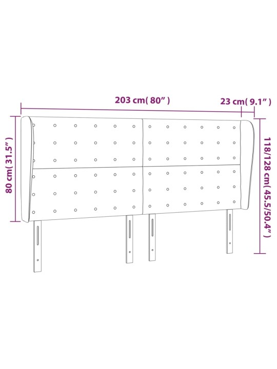 Čelo postele typu ušák tmavě šedé 203x23x118/128 cm samet