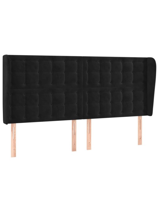 Čelo postele typu ušák černé 203x23x118/128 cm samet