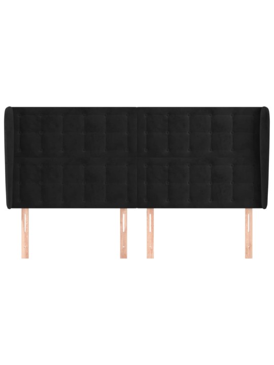 Čelo postele typu ušák černé 203x23x118/128 cm samet