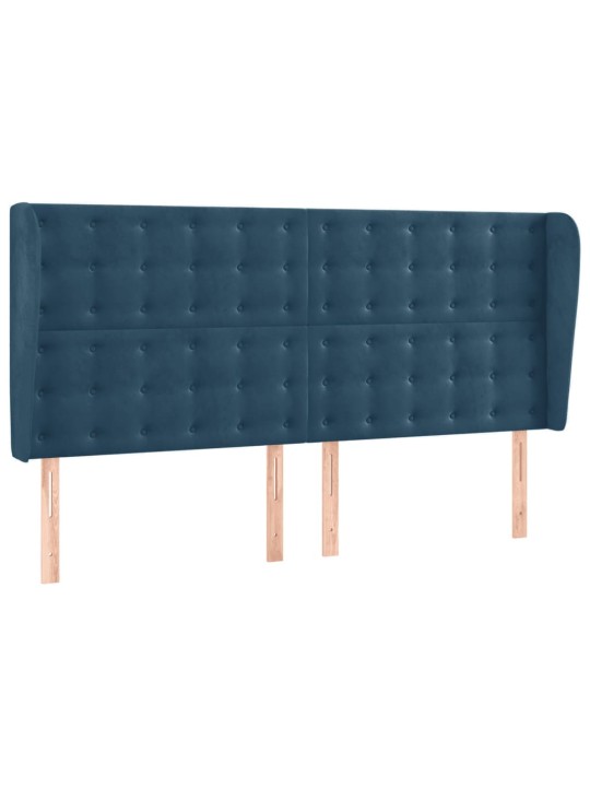 Čelo postele typu ušák tmavě modrá 203x23x118/128 cm samet