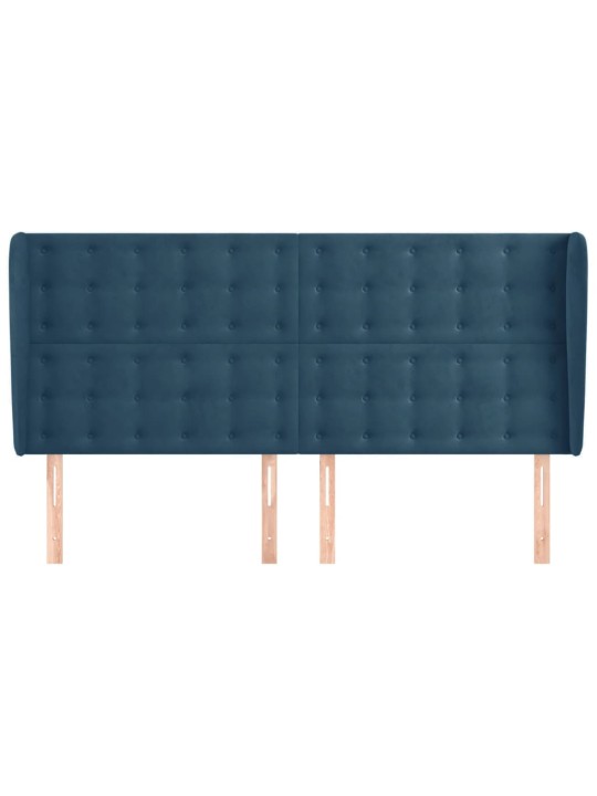 Čelo postele typu ušák tmavě modrá 203x23x118/128 cm samet