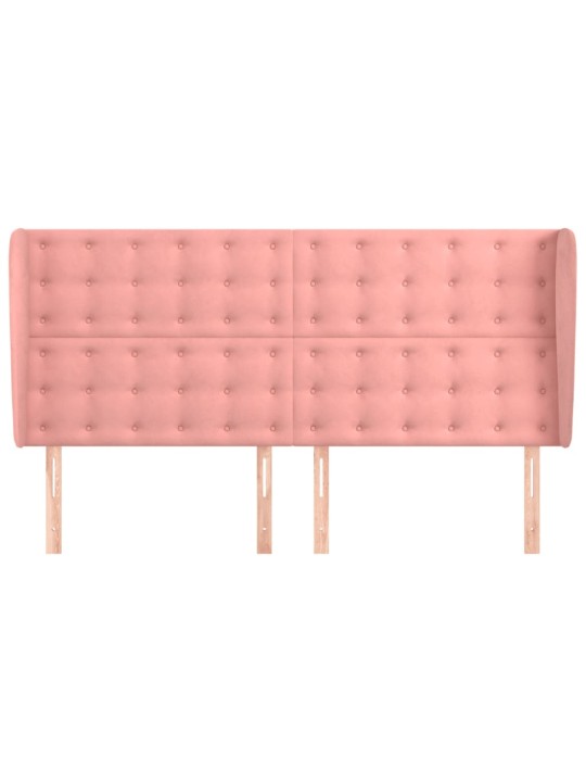 Čelo postele typu ušák růžová 203x23x118/128 cm samet