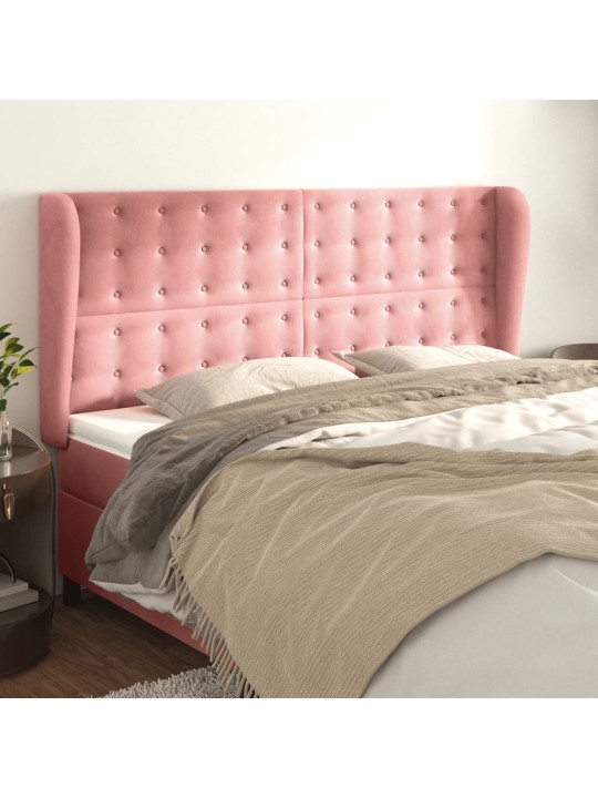 Čelo postele typu ušák růžová 203x23x118/128 cm samet