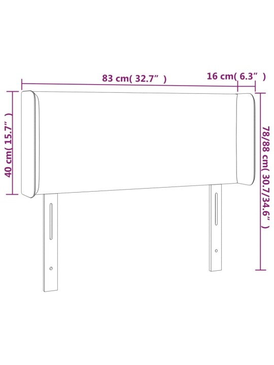 Čelo postele typu ušák tmavě šedé 83x16x78/88 cm textil