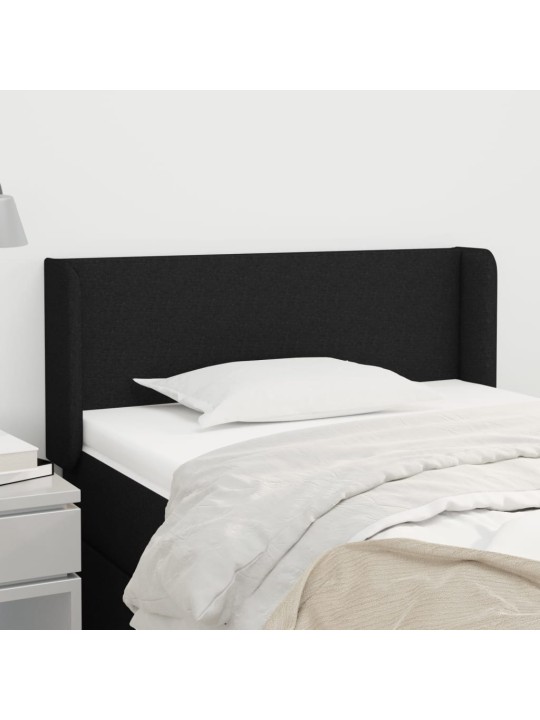 Čelo postele typu ušák černé 83 x 16 x 78/88 cm textil