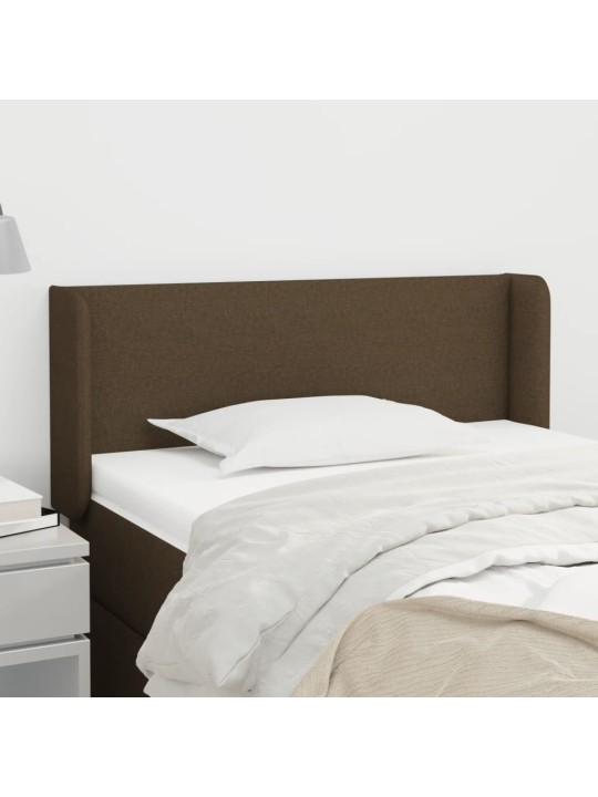 Čelo postele typu ušák tmavě hnědé 83 x 16 x 78/88 cm textil