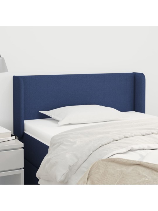 Čelo postele typu ušák modré 83 x 16 x 78/88 cm textil