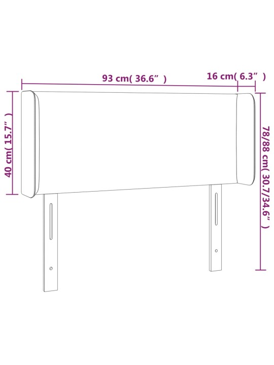 Čelo postele typu ušák tmavě šedé 93x16x78/88 cm textil