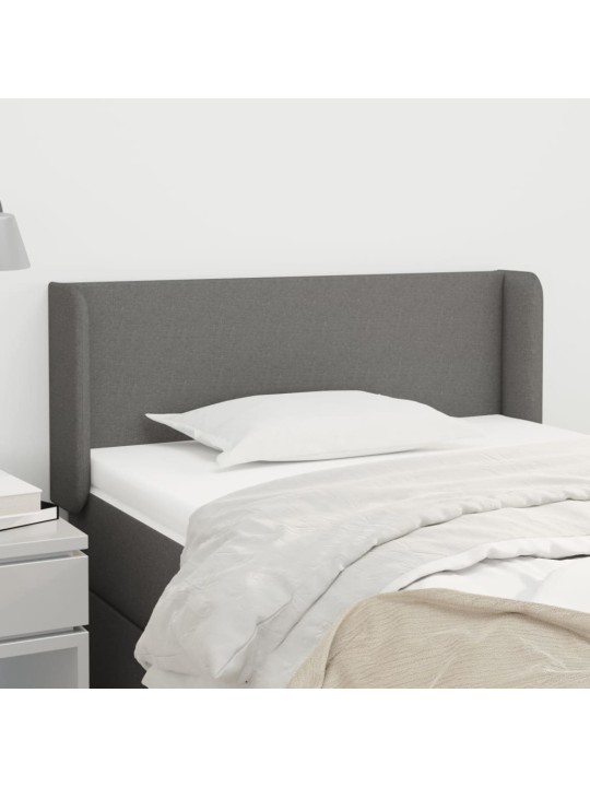 Čelo postele typu ušák tmavě šedé 93x16x78/88 cm textil