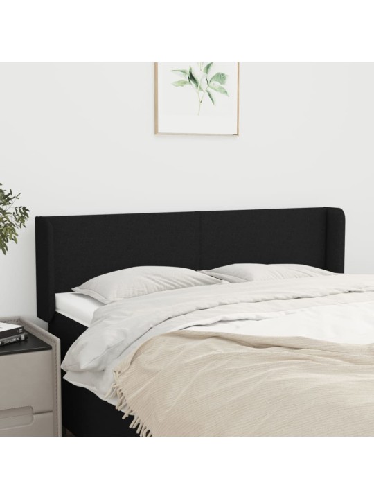 Čelo postele typu ušák černé 147x16x78/88 cm textil