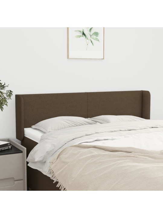 Čelo postele typu ušák tmavě hnědé 147x16x78/88 cm textil